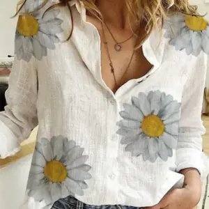 Vintage Cotton Linen Blouse Shirt Top Blusa Feminina